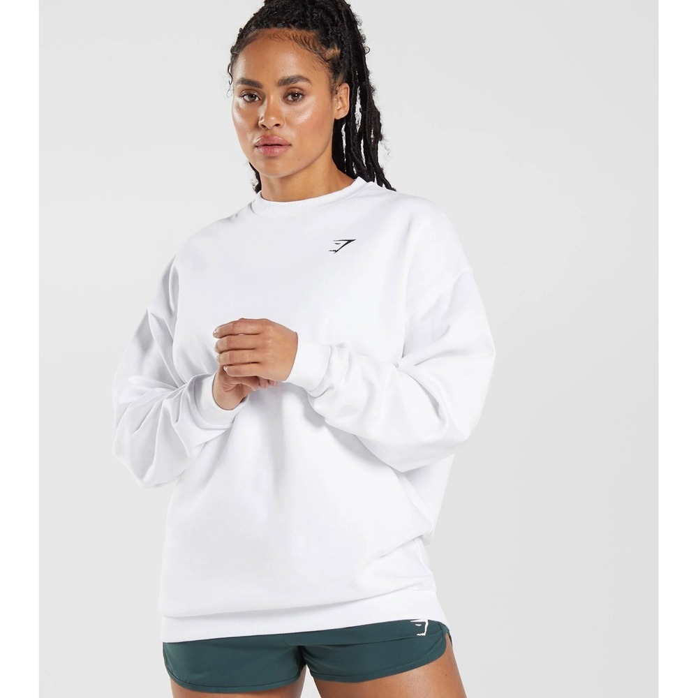 Gymshark Training Oversized Sweatshirt White B2A8K-WBBM Small
